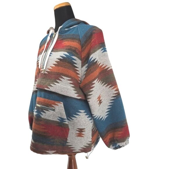 Mainstrip Womens Half Zip Aztec Southwestern Pullover Hoodie Size M - Picture 3 of 11